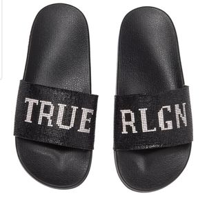 True Religion Black Meyer Pool Slide Sandal